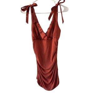Charlotte Russe Tie Strap Top Ruched Bodycon Party Top Y2K Medium whimsicalEUC